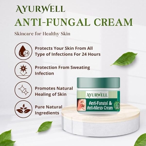 AyurWell Ayurvedic Anti-Fungal Cream For Men & Women - Anti Fungal Malam For Ringworm - Itching Eczema Cream - Image 3