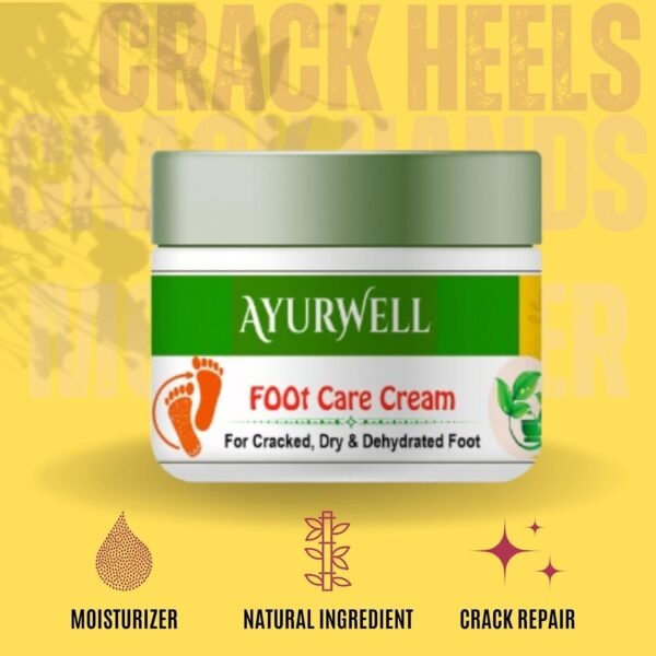 AyurWell Foot Care Cream for Cracked, Dry, Dehydrated Foot, Heels and Hands, For Winter, Seasonal, Detergent and All Type of Allergy - Image 3
