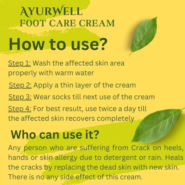 AyurWell Foot Care Cream for Cracked, Dry, Dehydrated Foot, Heels and Hands, For Winter, Seasonal, Detergent and All Type of Allergy - Image 5