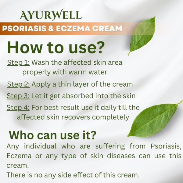 AyurWell Psoriasis Cream | Natural Formula for Psoriatic, Dry Itchy Skin | Itching, Flakes, Redness | Helps Retain Moisture | Psoriasis Body Cream - Image 4
